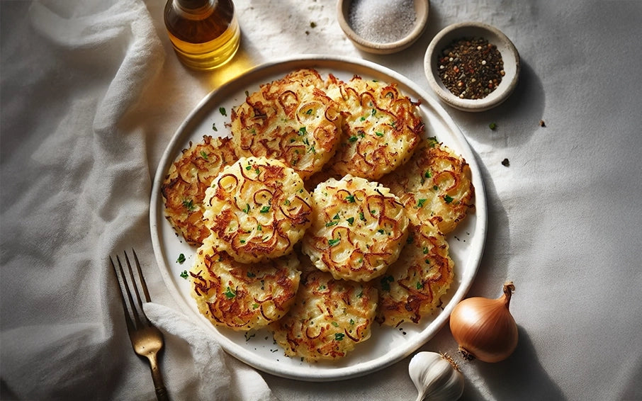 This is an Egyptian walking onions recipe—potato onion pancakes. 